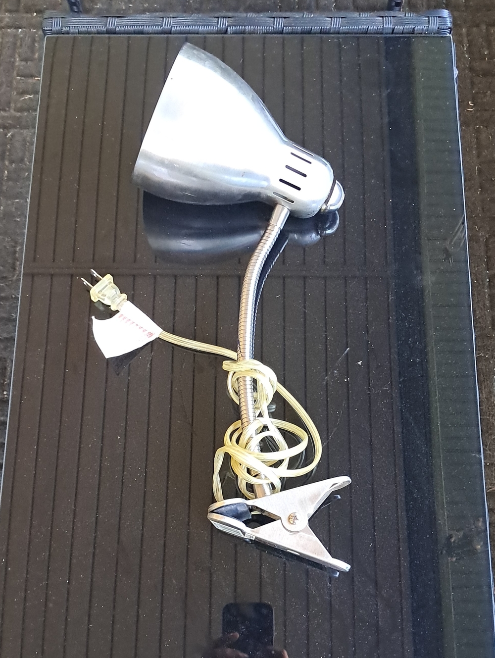 Vintage Clip-On Desk Lamp in Silver